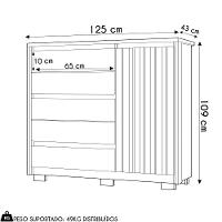 Cômoda Sapateira 1 Porta 5 Gavetas 125cm Duetto Cinamomo Off White Albatroz - 8