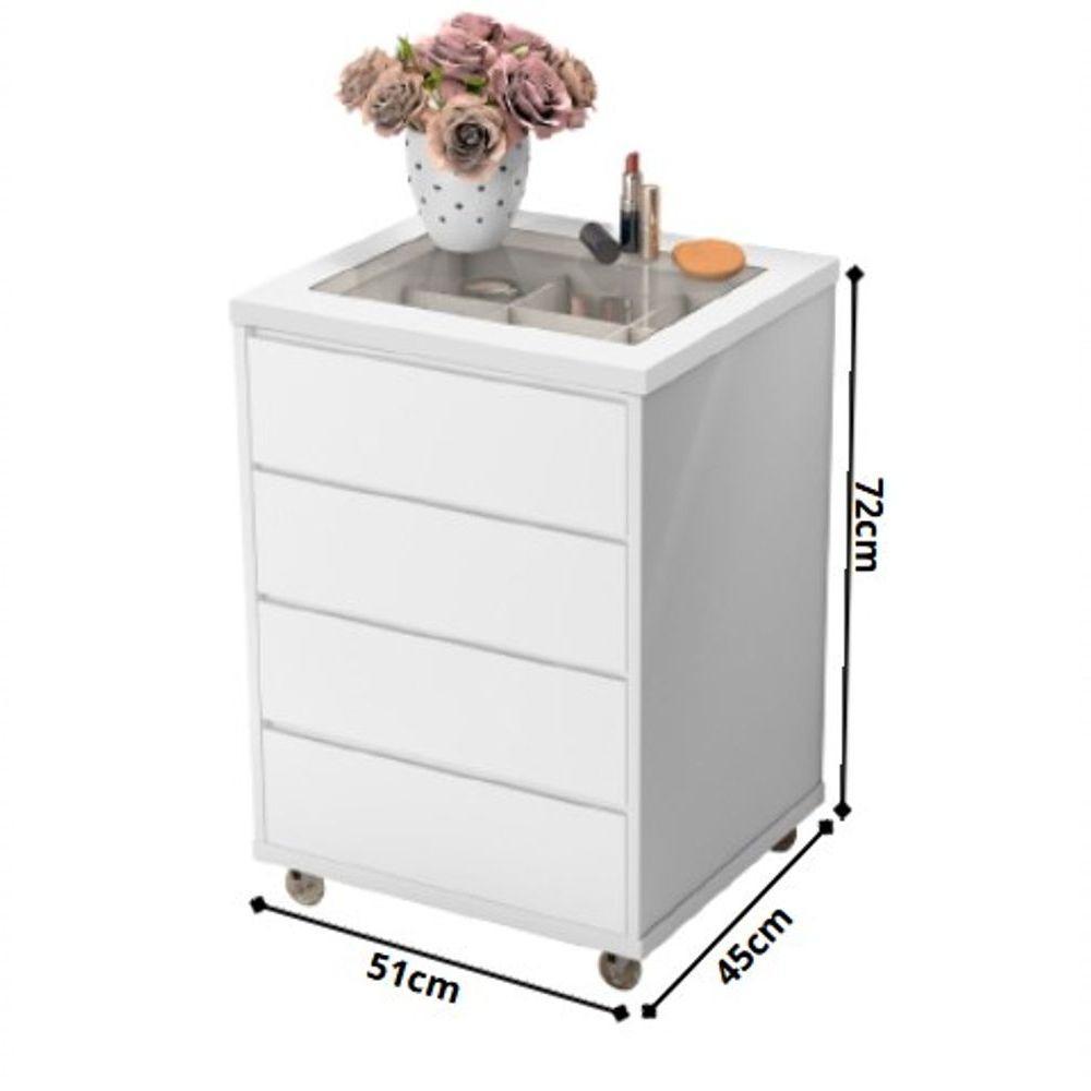 Conjunto 02 Mesas De Cabeceira Com 4 Gavetas Decor Branca - 2