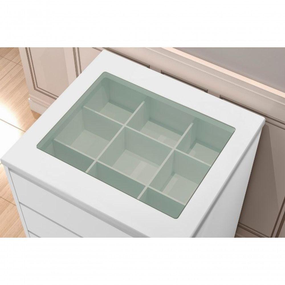 Conjunto 02 Mesas De Cabeceira Com 4 Gavetas Decor Branca - 3