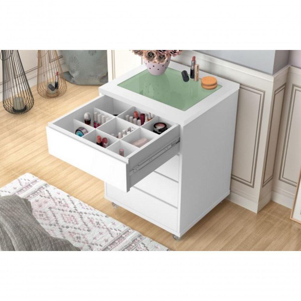 Conjunto 02 Mesas De Cabeceira Com 4 Gavetas Decor Branca - 4