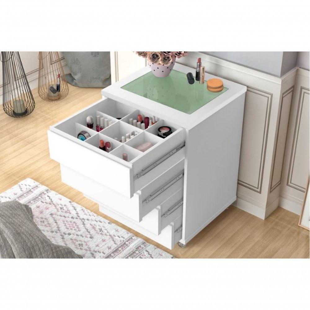 Conjunto 02 Mesas De Cabeceira Com 4 Gavetas Decor Branca - 5