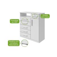 Comoda 1 Porta 6 Gavetas 1 Nicho Da Vinci - Lopas Branco - 6