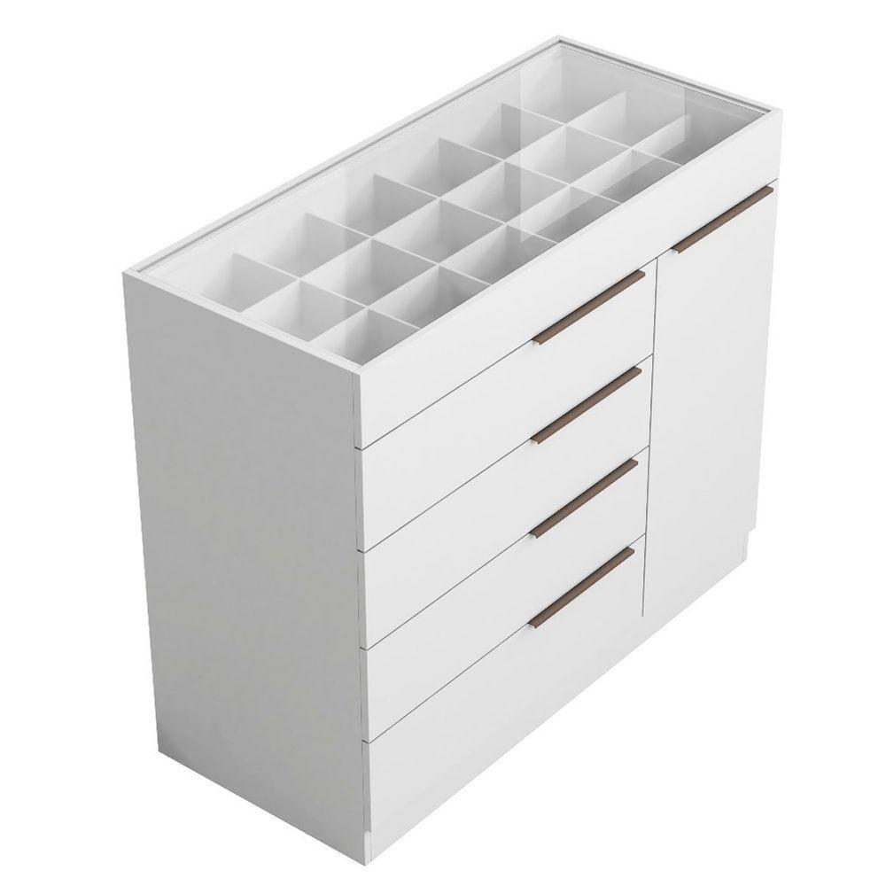 Cômoda 5 Gavetas 1 Porta C- Porta Joias Oliveira Branco - 2