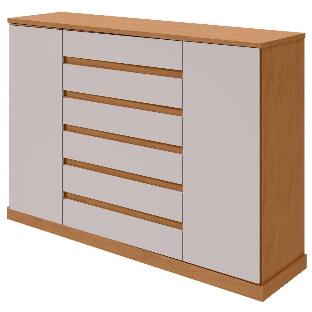 Comoda Sapateira Vedra 7 Gavetas 2 Portas - Lopas Amendoa Clean/off White - 1