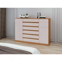 Comoda Sapateira Vedra 7 Gavetas 2 Portas - Lopas Amendoa Clean/off White - 7