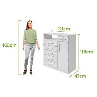 Comoda 1 Porta 6 Gavetas 1 Nicho Da Vinci Branco - 6