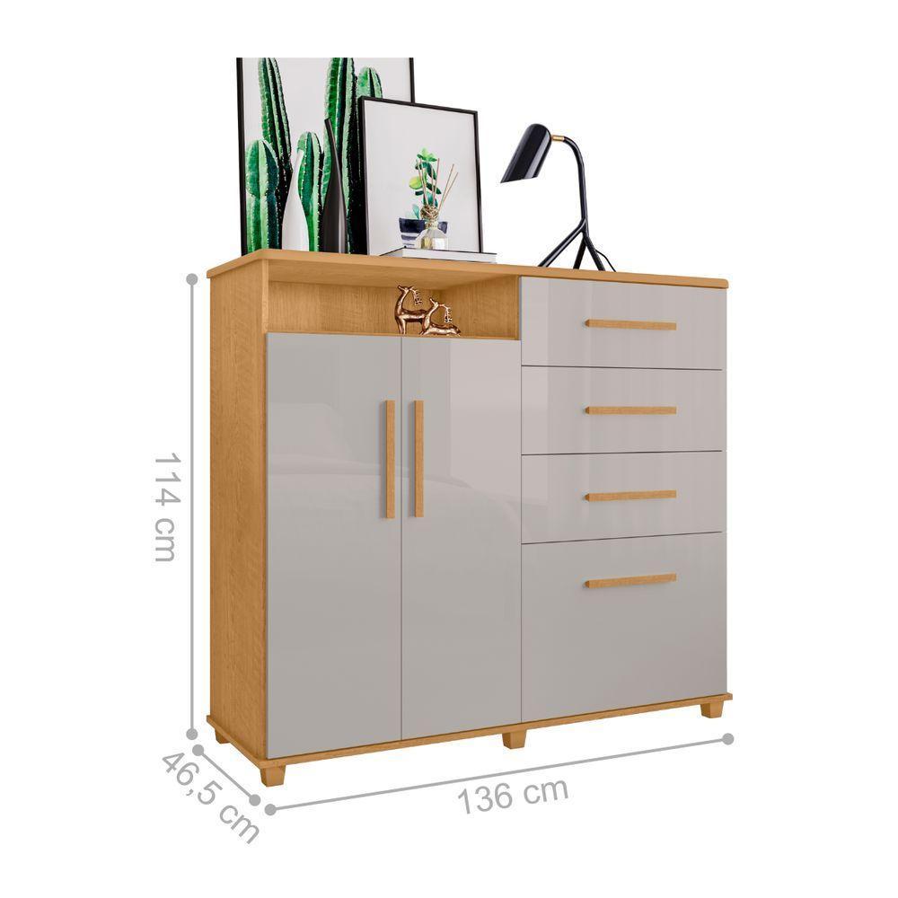 Cômoda Com 2 Portas E 4 Gavetas Seábra Naturalle Off White - 5