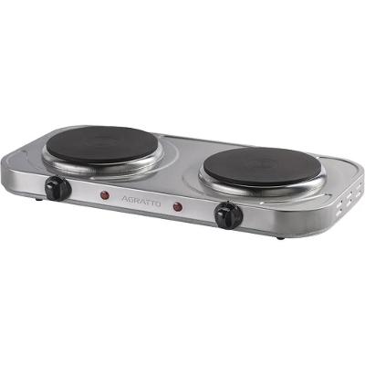 Fogão Elétrico de Mesa Portátil 2 Bocas Agratto FM-02 em Aço Inox Prata 220V