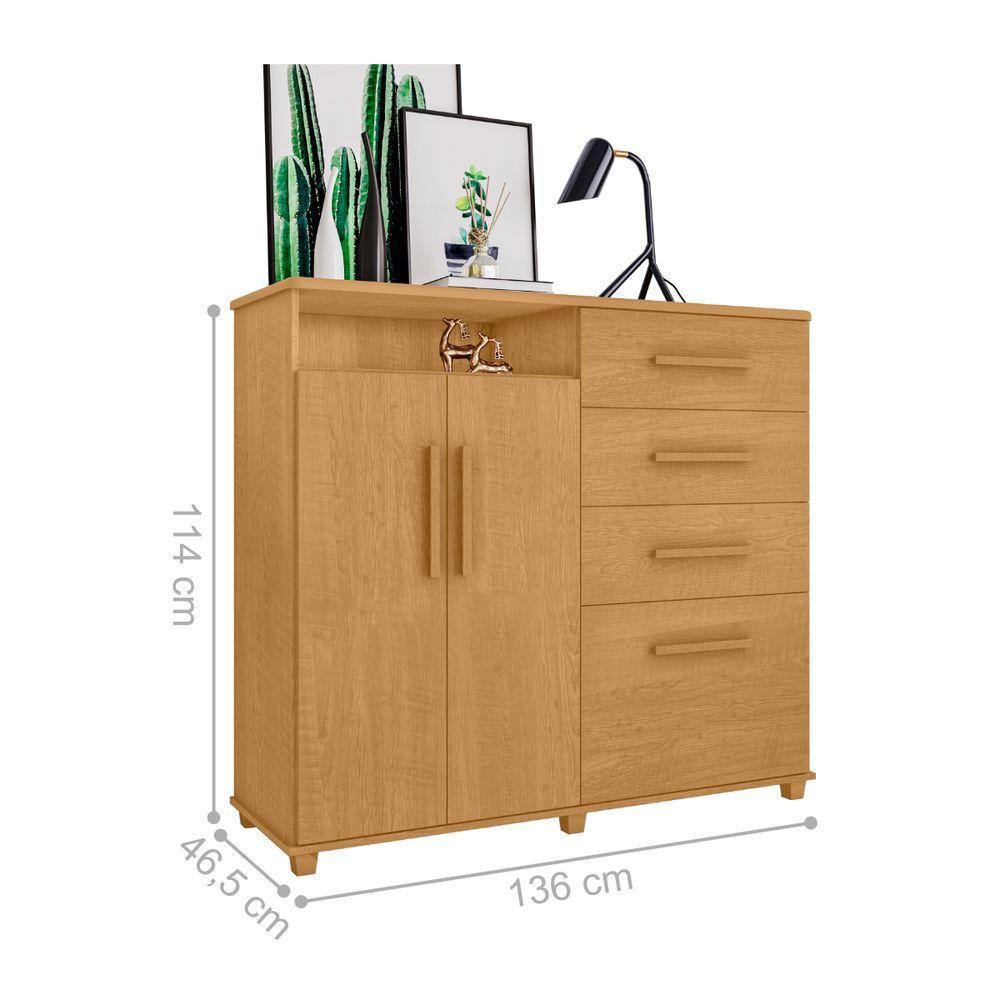 Cômoda Com 2 Portas E 4 Gavetas Seábra Naturalle - 5
