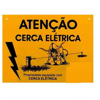 Placa De Aviso \'\'cuidado Cerca Elétrica\'\' Zebu