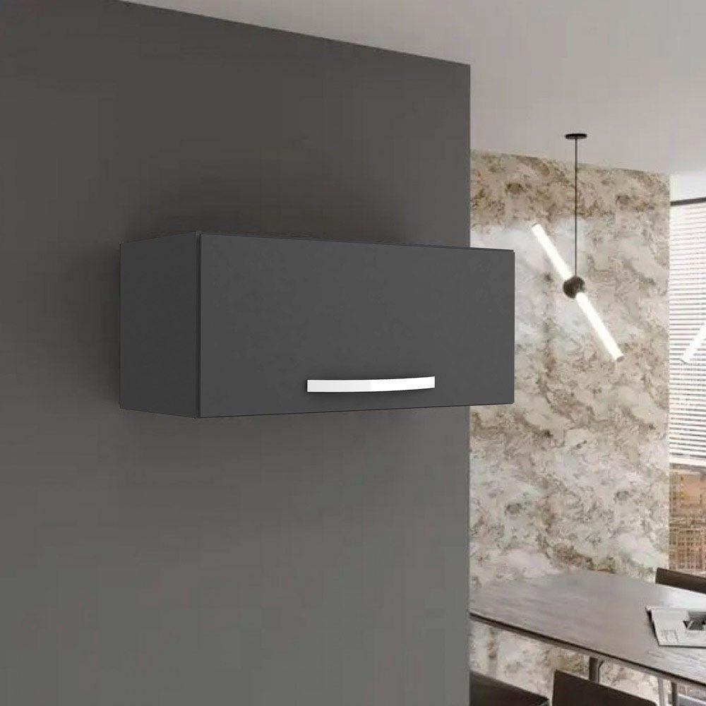 Armário Aéreo Geladeira 60cm 1 Porta Basculante - Ajl Móveis Cor Cinza - 4