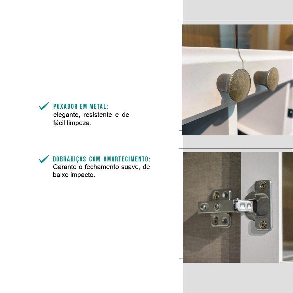 Armário Aéreo Milla 3 Portas Branco Mdf 120cm Carraro - 8