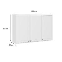 Armário Aéreo Milla 3 Portas Branco Mdf 120cm Carraro - 6