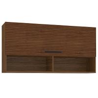 Armário Suspenso Com 2 Nichos Skin Nogueira Ripado - 1