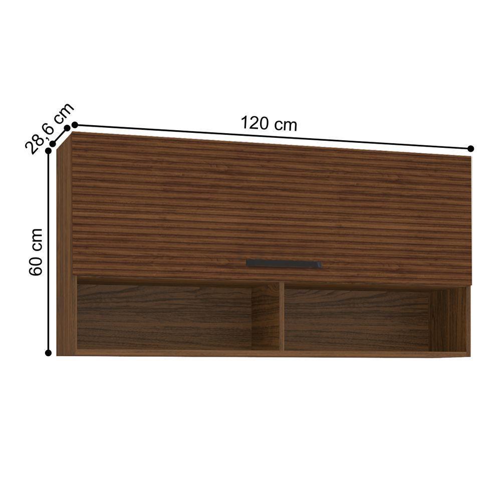 Armário Aéreo Com 1 Porta India Nogueira Ripado - 3