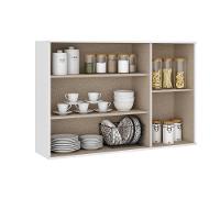 Armário Aéreo Milla Com Portas De Vidro E Branco Mdf 120cm Carraro - 1