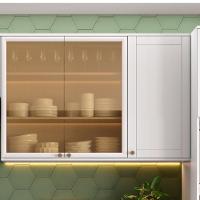 Armário Aéreo Milla Com Portas De Vidro E Branco Mdf 120cm Carraro - 7