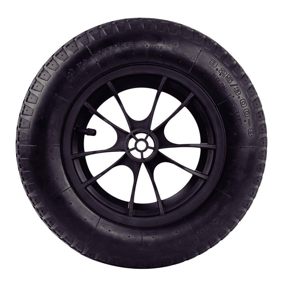 Pneu Com Câmara Tramontina 3.25-8pol Com Roda Plástica Bucha Plástica Para Carrinho Mão Tramontina - 3
