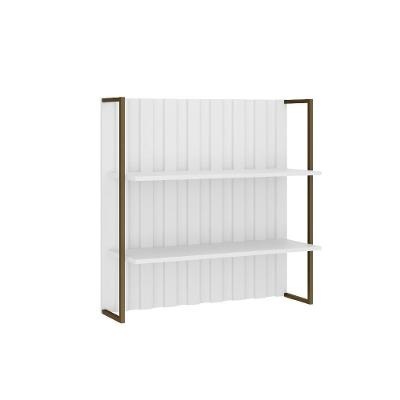 Aéreo Ripado Mdf Branco Com Prateleiras E Tubo Ouro Velho Carraro