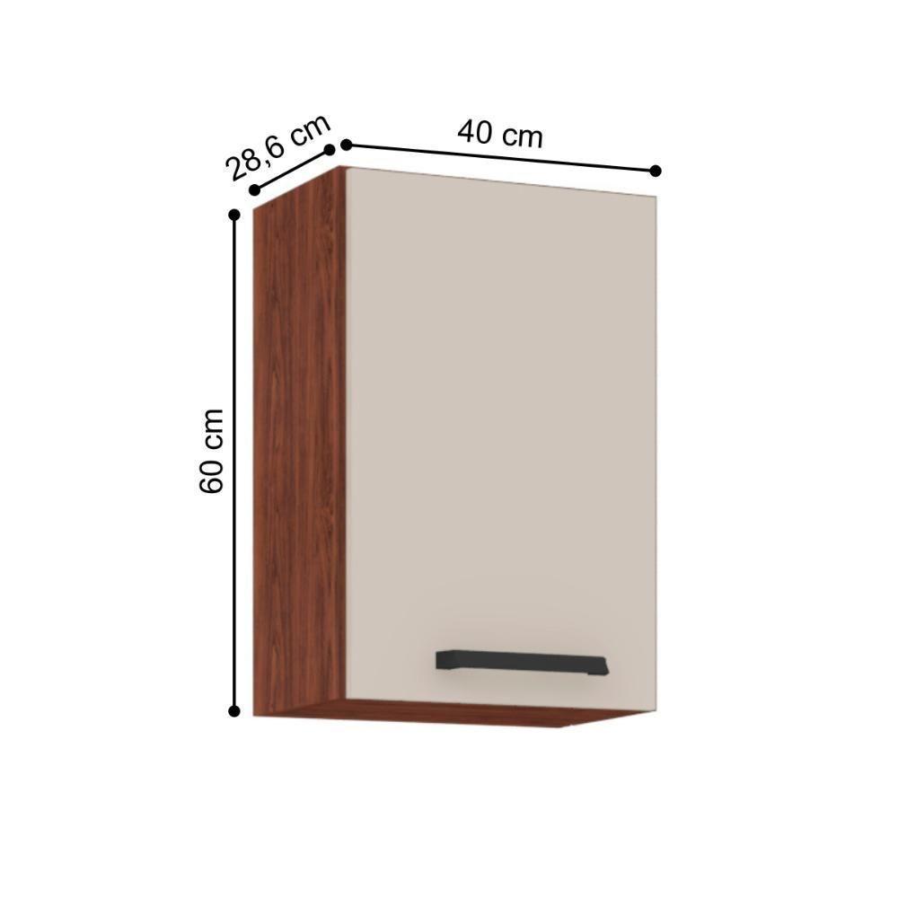 Armário Suspenso com 1 Porta Omaha Nogueira Off White - 3