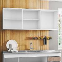 Kit 2 Armários Aéreos 150cm 3 Portas Argélia Branco-castanho - Lumil