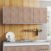 Kit 2 Armários Aéreos 150cm 3 Portas Argélia Branco-castanho - Lumil - 5