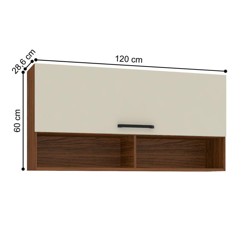 Armário Aéreo Com 1 Porta India Nogueira Off White - 3