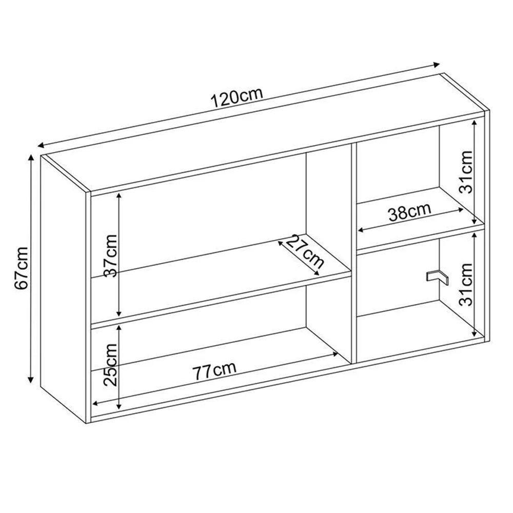 Armário Aéreo Firenze 120cm 3 Portas - Demóbile Cor Avena/grafito - 2