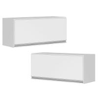 Kit 02 Armários Aéreo Multiuso Geladeira Lux 70cm 100% Mdf 01 Porta Basculante - Cor Branco - 1