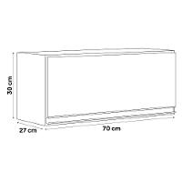 Kit 02 Armários Aéreo Multiuso Geladeira Lux 70cm 100% Mdf 01 Porta Basculante - Cor Branco - 9