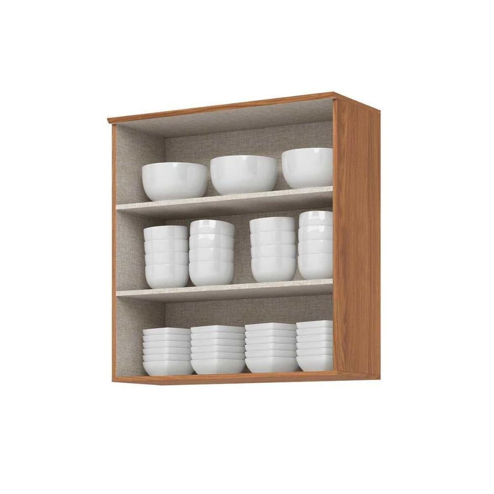 Armário Aéreo p/ Cozinha Requinte c/ 2 Portas Ripadas 80cm Nature - Henn - 4