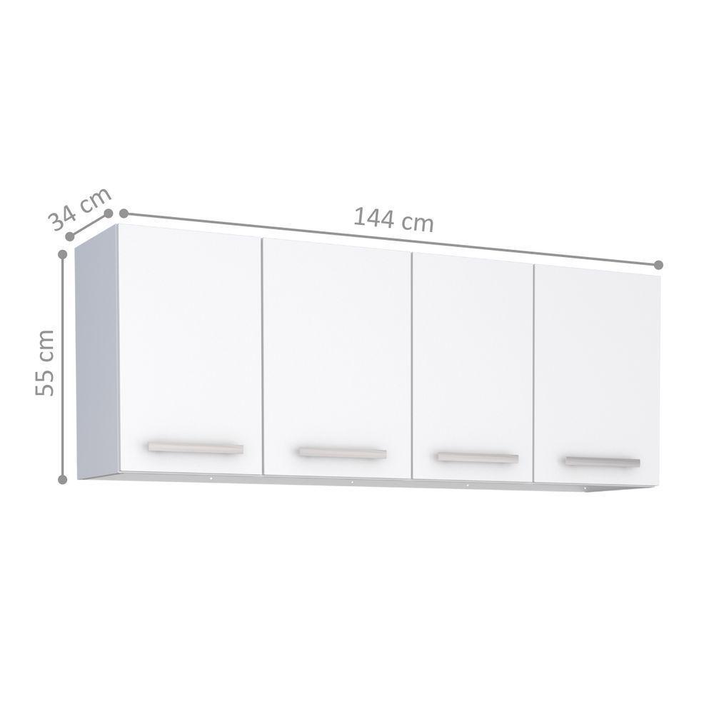 Armário Suspenso 4 Portas Codajás Branco - 3