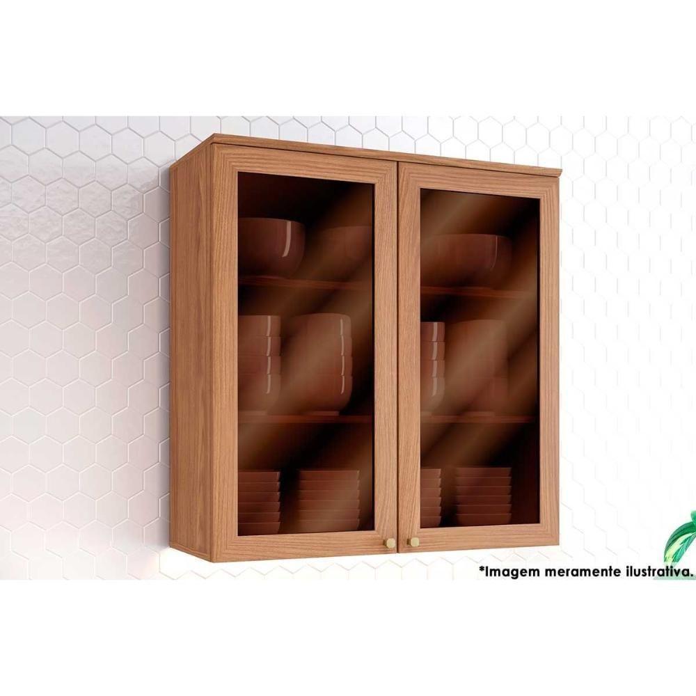 Armário Aéreo p/ Cozinha Requinte c/ 2 Portas de Vidro Reflecta 80cm Nature - Henn - 1