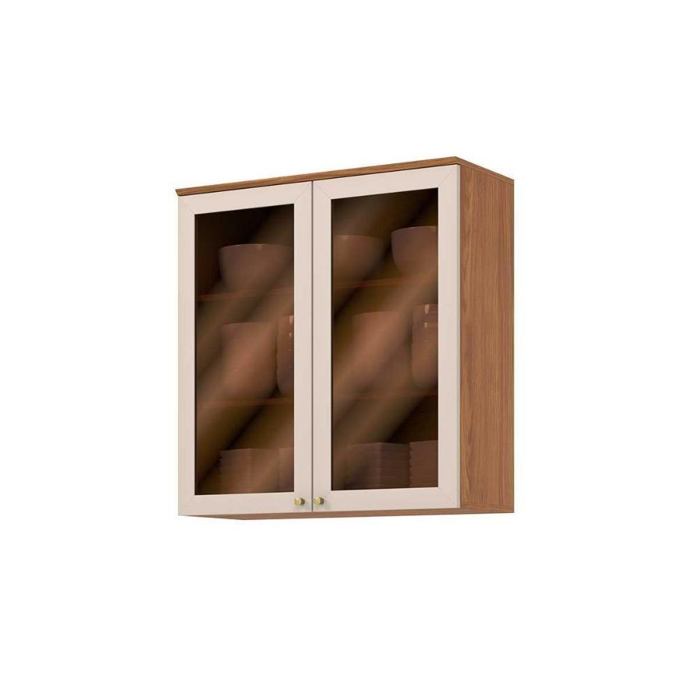 Armário Aéreo p/ Cozinha Requinte c/ 2 Portas de Vidro Reflecta 80cm Nature - Henn - 3