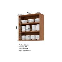 Armário Aéreo p/ Cozinha Requinte c/ 2 Portas de Vidro Reflecta 80cm Nature - Henn - 5