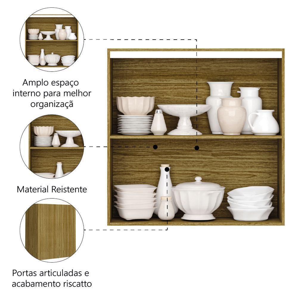 Armário De Cozinha Aéreo 2 Portas Articuladas 0,80m Módulo Suspenso Madeirado Kits Paraná Madeirado - 3