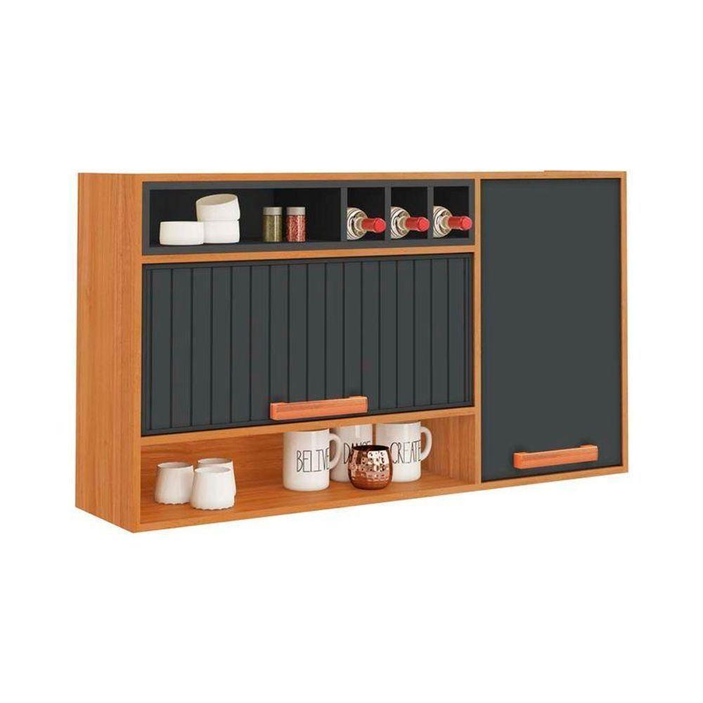 Armário Aéreo De Cozinha Itatiaia 2 Portas Grafite Nápoles - 1