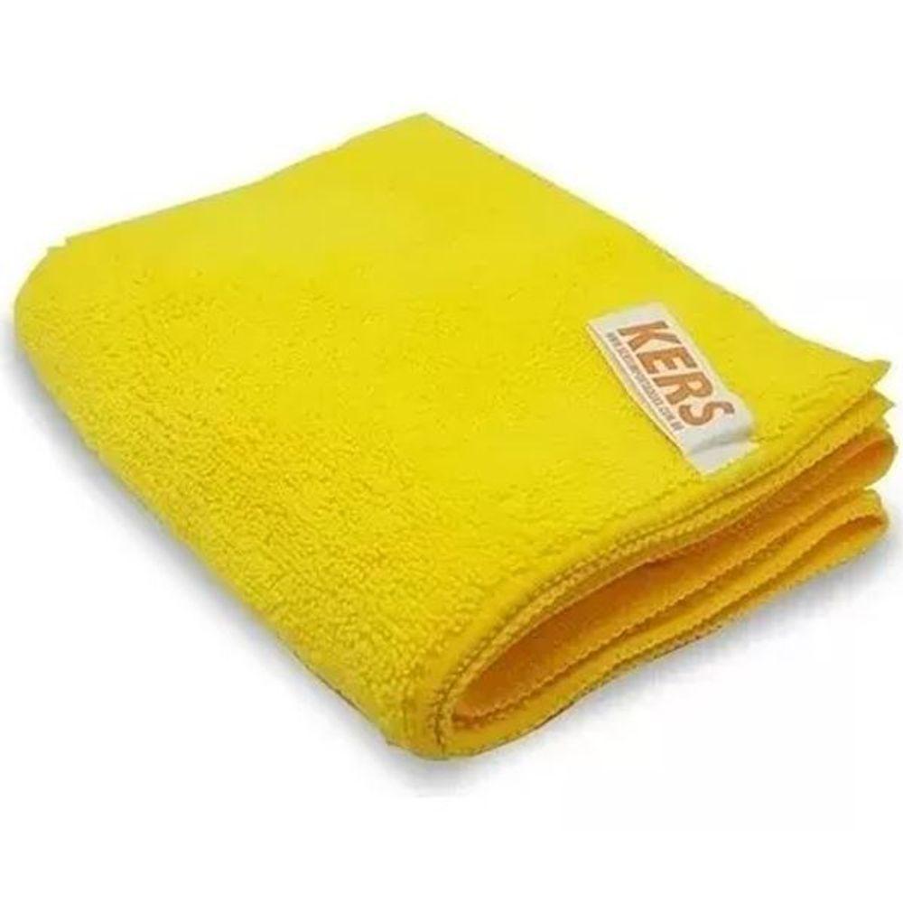 Kit Com 6 Flanela Microfibra Amarela 40x60cm 360gsm - Kers - 1