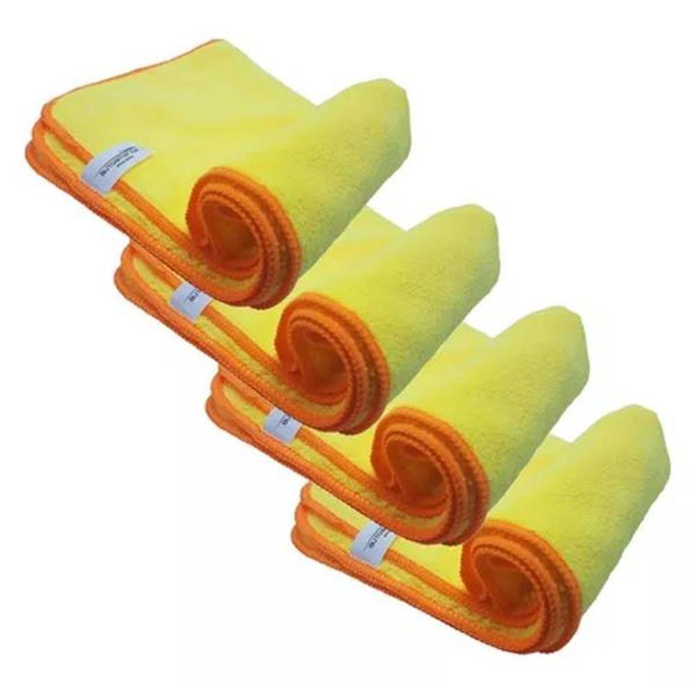 Kit Com 4 Flanela 40x60cm Amarela Microfibra - Autoamerica - 1