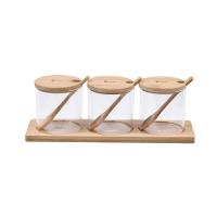 Kit Com 3 Peças Pote Em Vidro, Colher E Base Em Bambu Kenya - 1