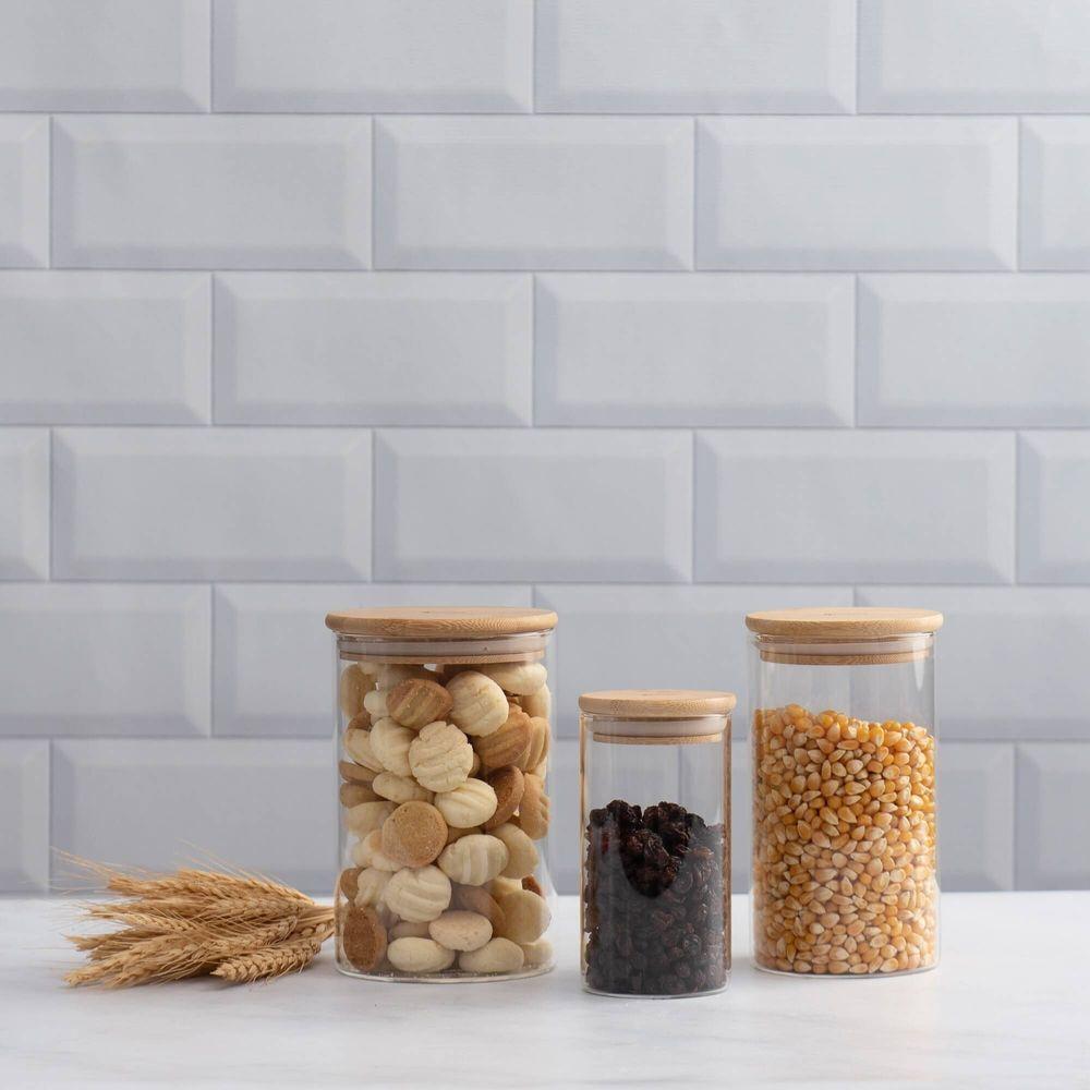 Pote De Vidro Com Tampa Em Bambu Redondo 650ml Kenya - 4