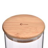 Pote De Vidro Com Tampa Em Bambu Redondo 650ml Kenya - 2