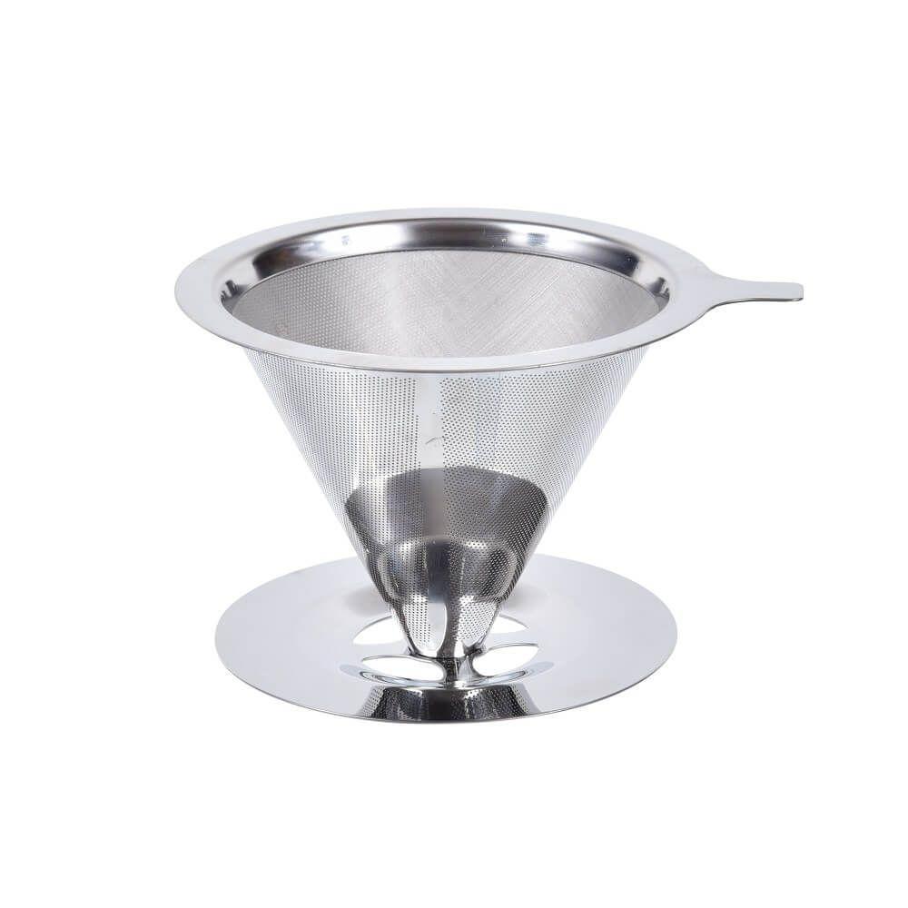 Filtro Para Café Reutilizável Em Inox 8x11,5x13,5cm Mimo Style Prata - 1