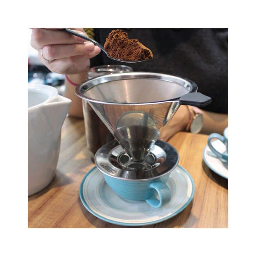 Filtro Para Café Reutilizável Em Inox 8x11,5x13,5cm Mimo Style Prata - 3