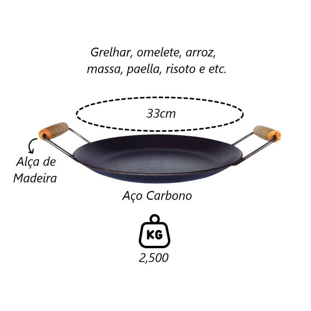 Chapa Disco Arado Aço Carbono Bifeteira Alça Madeira 33cm - 3