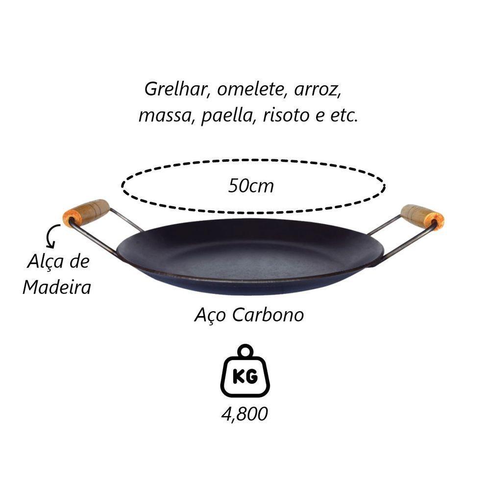 Chapa Disco Arado Aço Carbono Bifeteira Alça Madeira 50cm - 3
