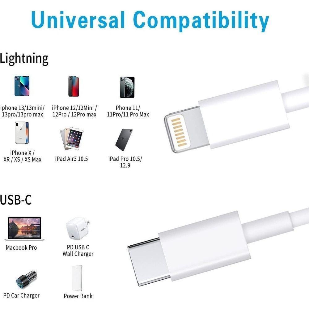 Carregador Turbo 20w + Cabo Lightning Para Usb-c Compatível Iphone 11 12 13 Pro Max X Xr Xs - 5