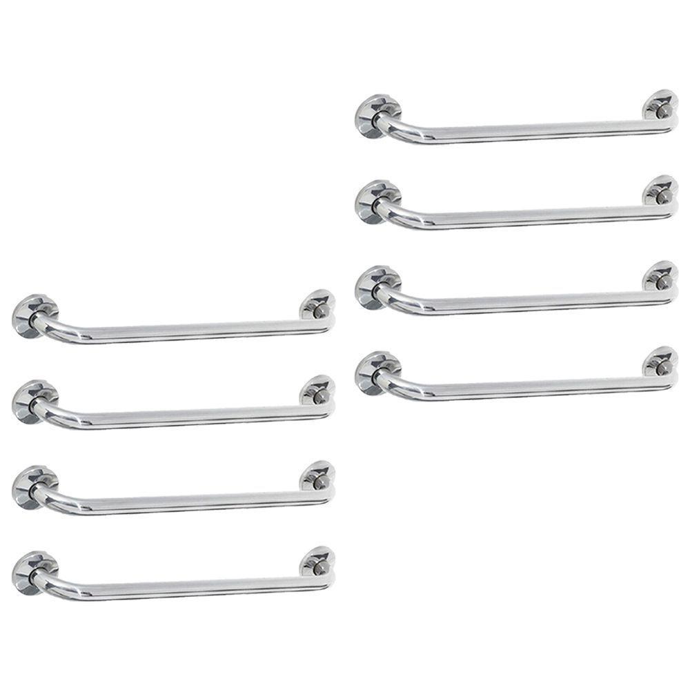 Alça De Apoio 60cm Barra Inox Kit 8 Uni Idoso Banheiro Corrimao Suporte Resistente - 1
