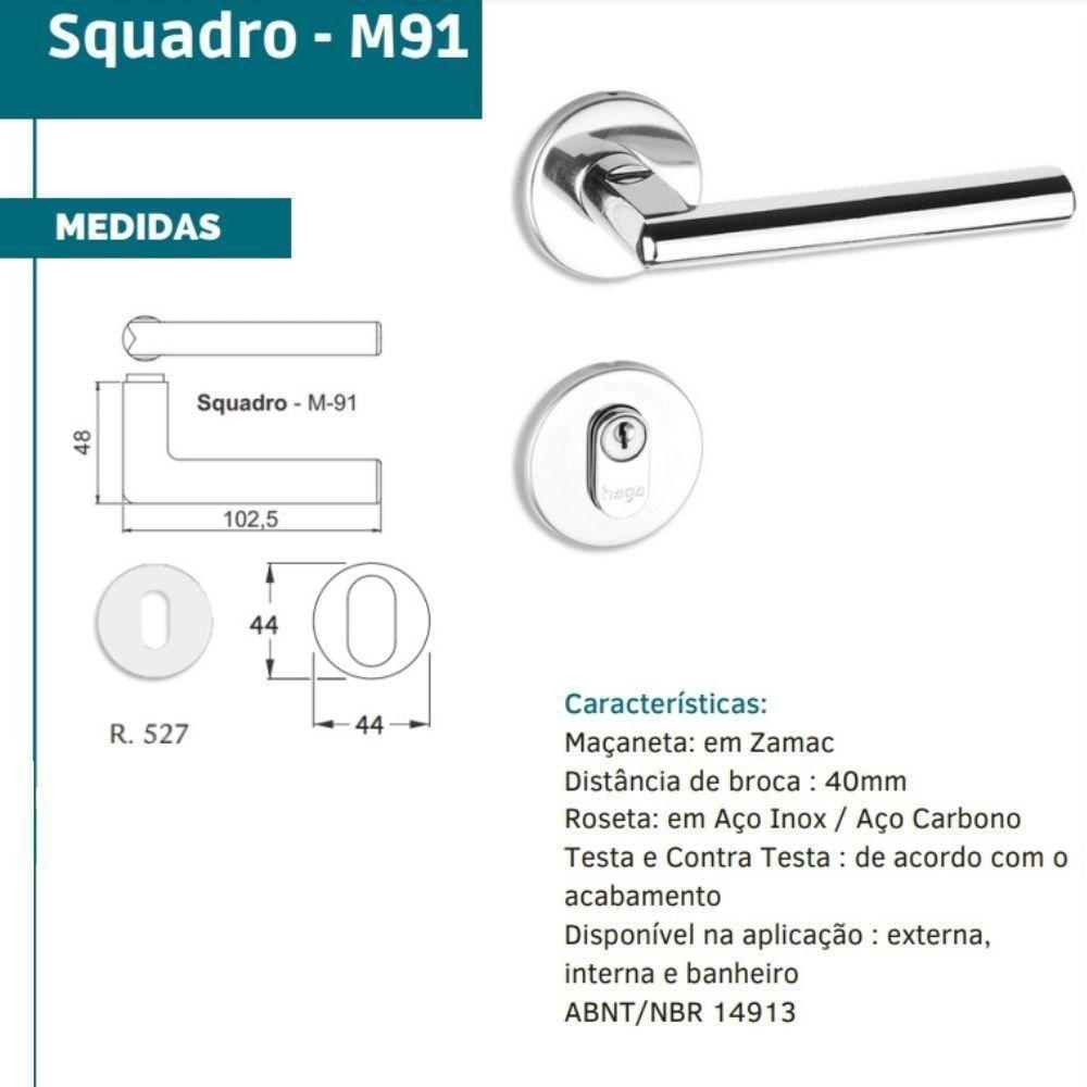 Fechadura Squadro Preta Roseta 527 Haga Externa - 2