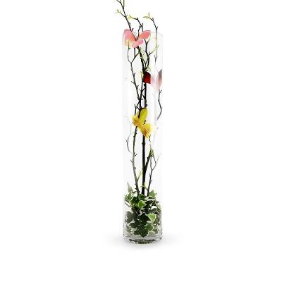 Vaso Cilíndrico De Vidro 14x60cm Para Arranjos Florais Em Eventos E Decoração